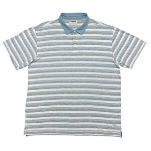 Linksoul Polo Shirt Mens Size XL Blue Striped Golf Lifestyle‎ Short Sleeve